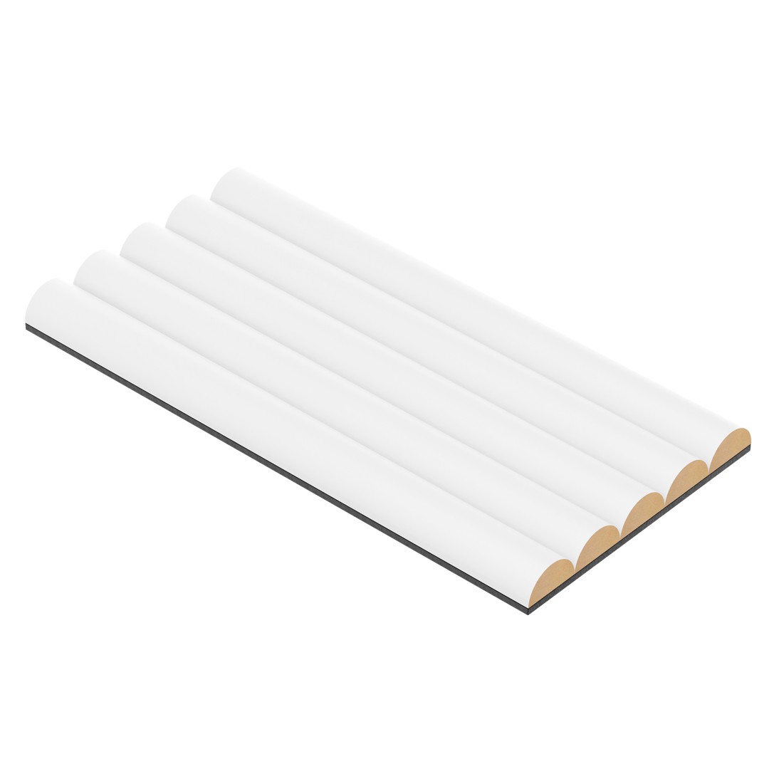 Próbka - Panel ryflowany MDF półwałki na filcu - Biały MAT